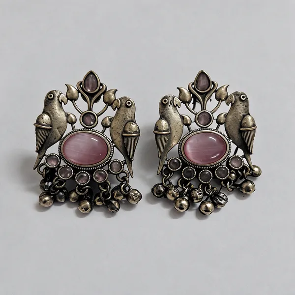 Silver-Tone_Brass_Tribal_Bird_Motif_Dangle_Earrings_For_Women