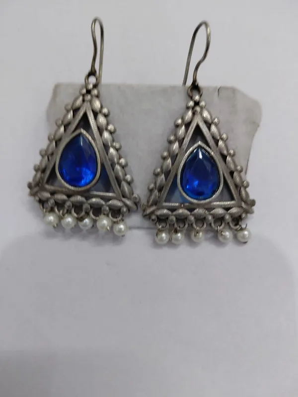 Blue_Silver_Brass_Triangular_Stone_Drop_Earrings_For_Women
