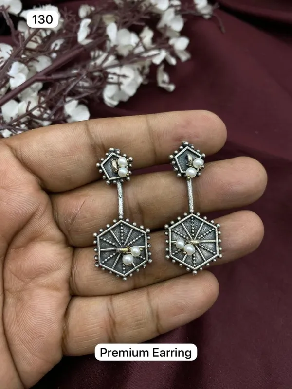 Silver_Oxidized_Brass_Hexagonal_Geometric_Drop_Earrings_For_Women