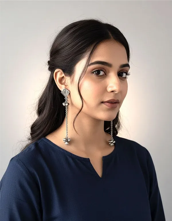 Silver-Tone_Brass_Geometric_Chain_Jhumka_Earrings_For_Women