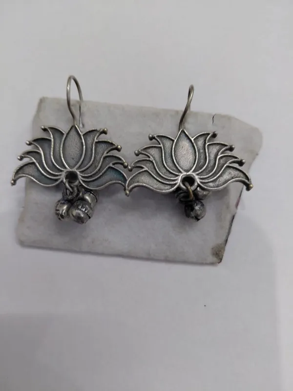 Silver_Brass_Lotus_Petal_Drop_Earrings_For_Women