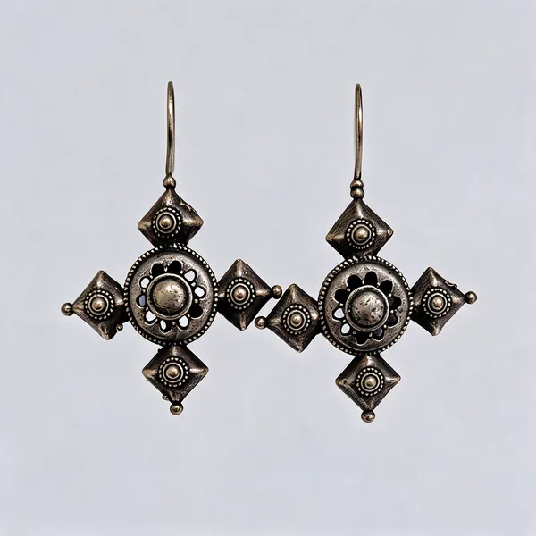 Oxidized_Silver-Tone_Brass_Floral_Motif_Drop_Earrings_For_Women