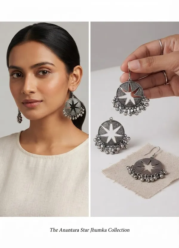 Silver-Tone_Oxidized_Brass_Starburst_Pearl_Drop_Earrings_For_Women