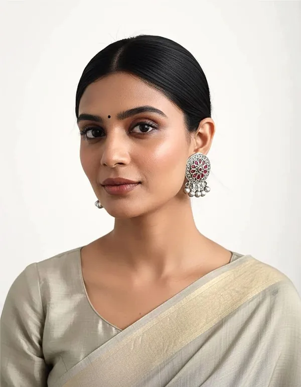 Silver-Tone_Brass_Floral_Jhumka_Earrings_For_Women