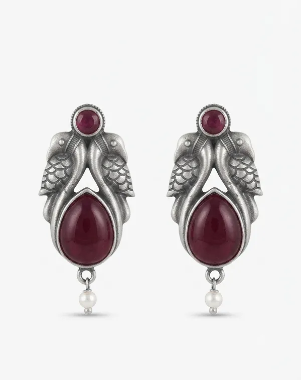 Silver_Oxidised_Brass_rad_stions_Earrings_For_Women