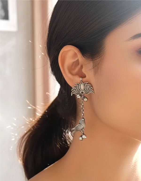 Silver-Tone_Brass_Floral_Bird_Drop_Earrings_For_Women