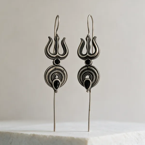 Silver_Oxidized_Brass_Trident_Drop_Earrings_For_Women