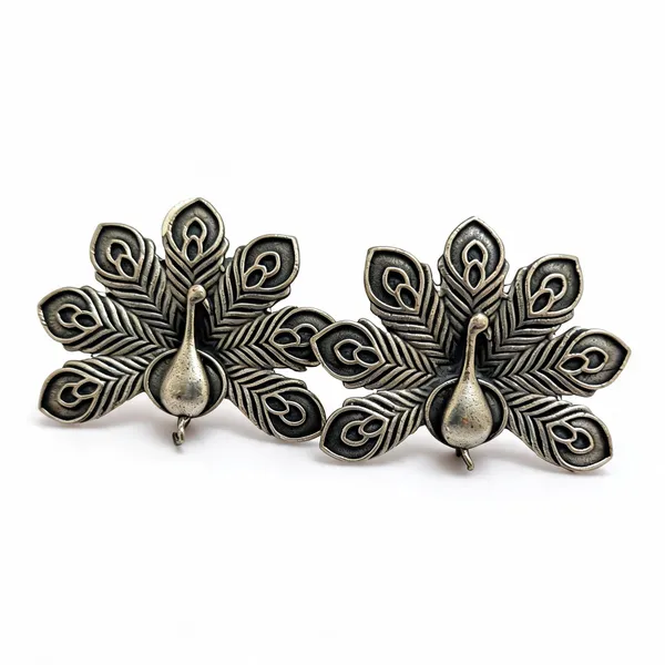 Antique_Silver_Tone_Brass_Peacock_Drop_Earrings_For_Women
