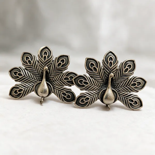 Antique_Silver_Tone_Brass_Peacock_Drop_Earrings_For_Women
