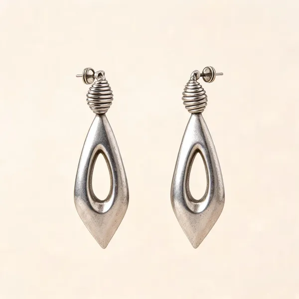 Silver-Tone_Brass_Elongated_Drop_Earrings_For_Women