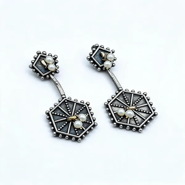 Silver_Oxidized_Brass_Hexagonal_Geometric_Drop_Earrings_For_Women