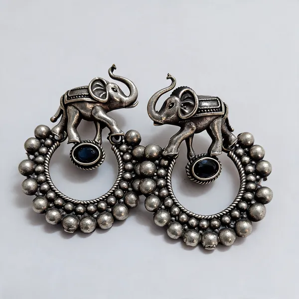 Silver_Oxidised_Brass_Elephant_Motif_Jhumka_Earrings_For_Women
