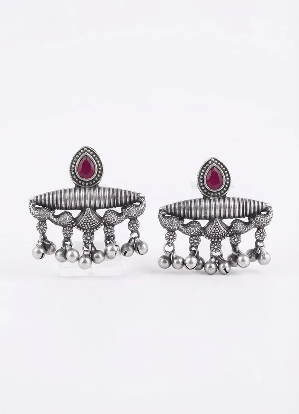 Oxidised_Silver-Tone_Brass_Tribal_Bell_Dangle_Earrings_For_Women