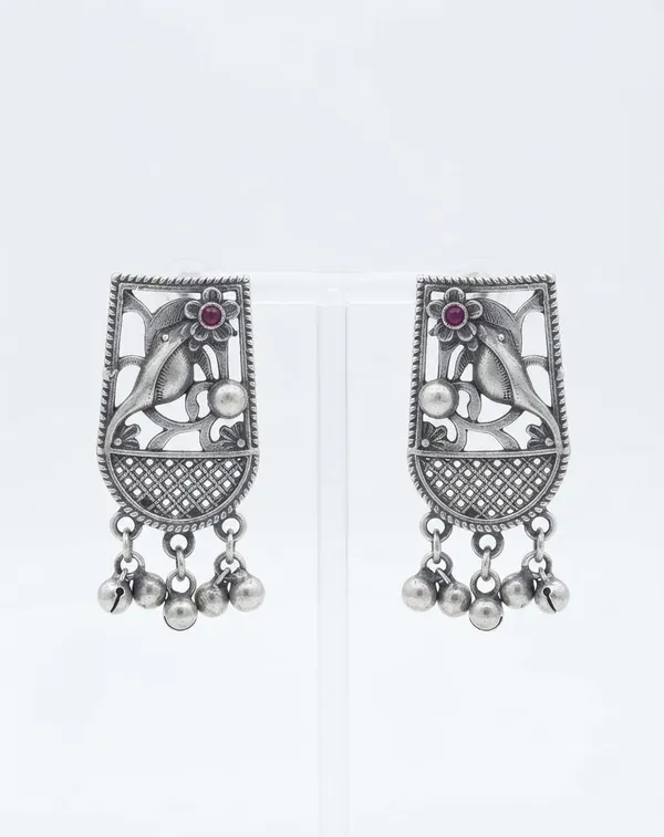 Silver_Brass__Floral_Dangle_Earrings_For_Women