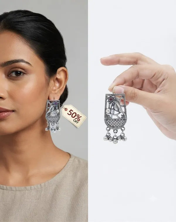Silver_Brass__Floral_Dangle_Earrings_For_Women