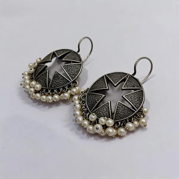 Silver-Tone_Oxidized_Brass_Starburst_Pearl_Drop_Earrings_For_Women