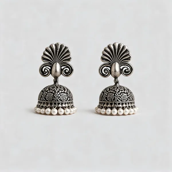 Silver_Oxidised_Brass_Traditional_Jhumka_Earrings_For_Women