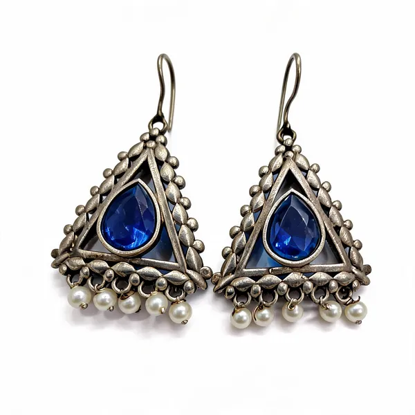 Blue_Silver_Brass_Triangular_Stone_Drop_Earrings_For_Women