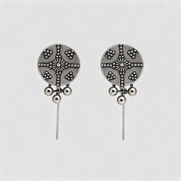 Silver-Tone_Oxidised_Brass_Round_Drop_Earrings_For_Women