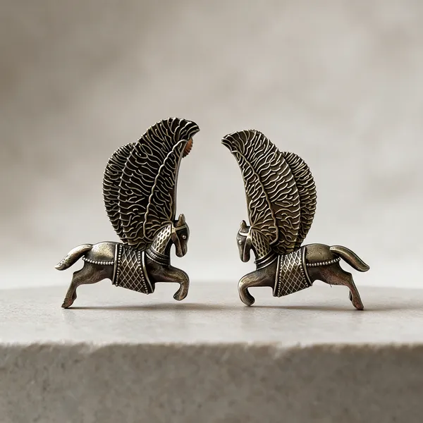 Silver_Oxidized_Brass_Horse_Motif_Statement_Earrings_For_Women