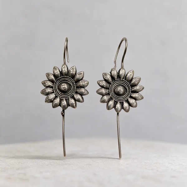 Silver-Tone_Brass_Floral_Long_Drop_Earrings_For_Women