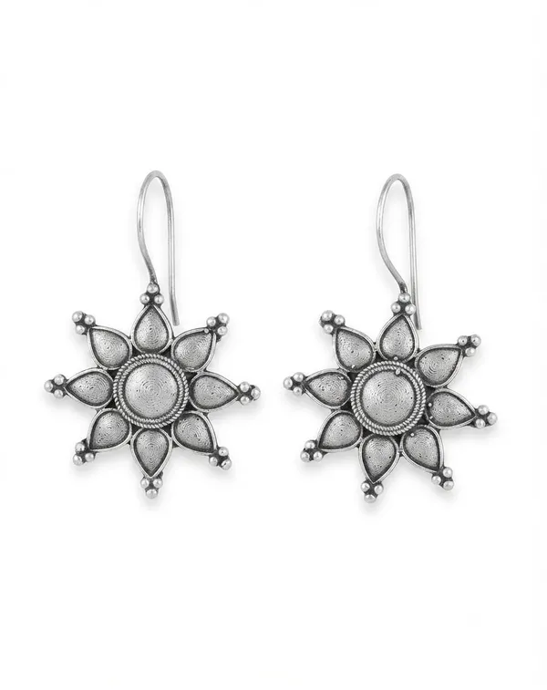 Antique_Silver_Tone_Brass_Floral_Petal_Earrings_For_Women