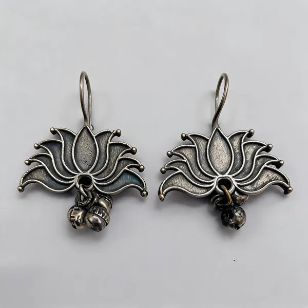 Silver_Brass_Lotus_Petal_Drop_Earrings_For_Women