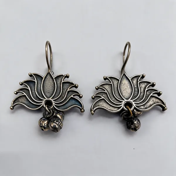 Silver_Brass_Lotus_Petal_Drop_Earrings_For_Women