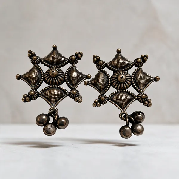 Oxidized_Silver_Brass_Geometric_Floral_Dangle_Earrings_For_Women