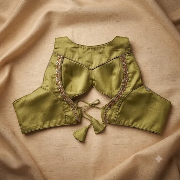 Olive_Green_Silk_Blouse_For_Women