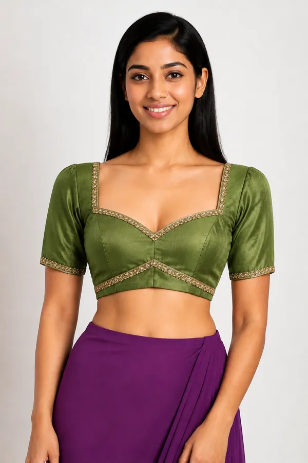 Moss_Green_Silk_Blouse_For_Women