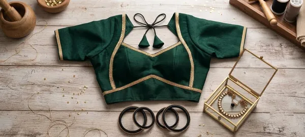 bottle_green_Silk_Blouse_For_Women