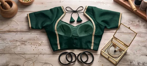bottle_green_Silk_Blouse_For_Women
