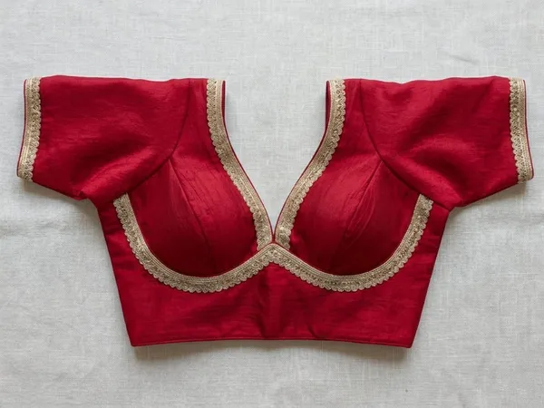 Red_Textured_Short_Sleeve_Ethnic_Blouse_for_Women