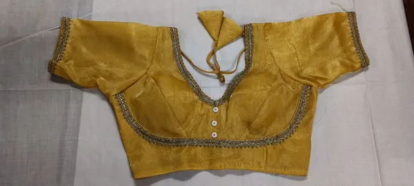 Mustard_Woven_Short_Sleeve_Ethnic_Blouse_for_Women