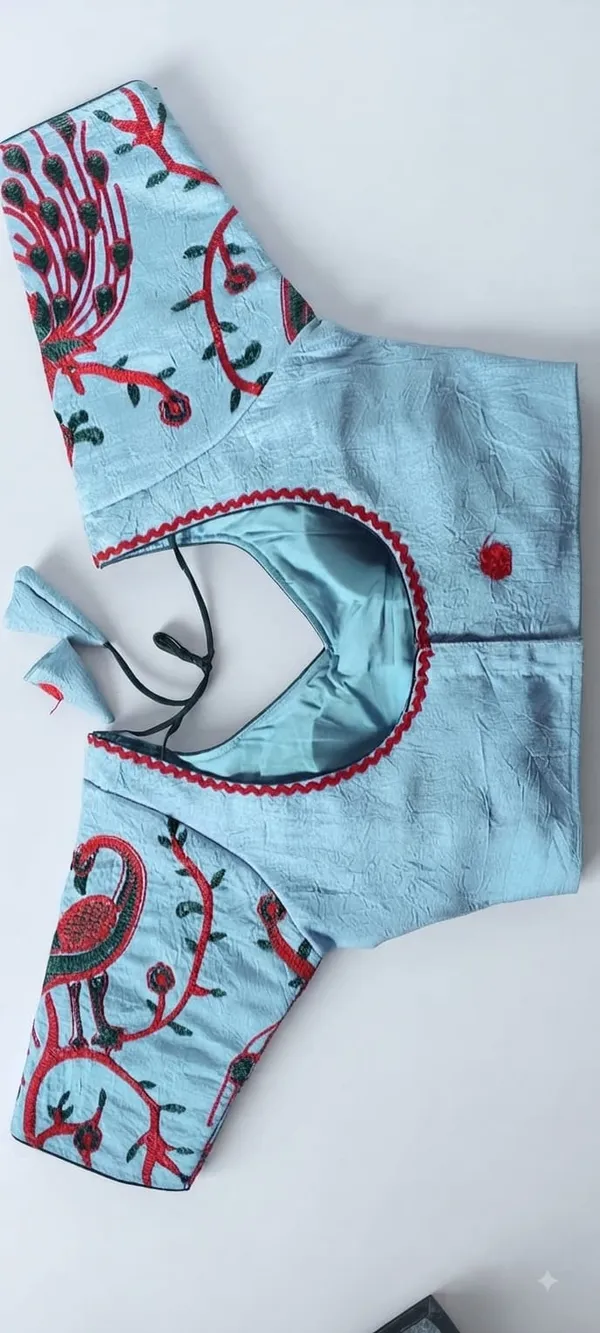 Light_Blue_Patterned_Tie_Back_Blouse_for_Women