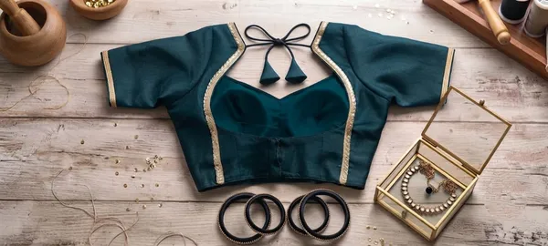 Prussian_Blue_Silk_Blouse_For_Women