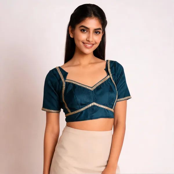 Blue_Silk_Blouse_For_Women