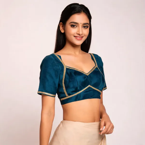Blue_Silk_Blouse_For_Women