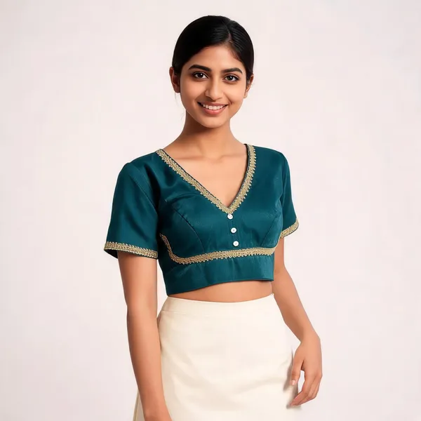 Blue_Silk_Blouse_For_Women