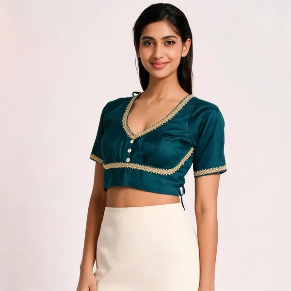 Blue_Silk_Blouse_For_Women