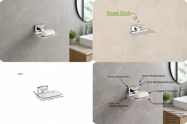 UDAN_SS_202_Stainless_Steel_4-Piece_Bathroom_Accessories_Set_|_Towel_Rod,_Napkin_Ring,_Soap_Dish_&_Tumbler_Holder_|_Chrome_Finish_Wall_Mounted_Bath_Set