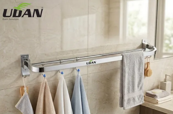 UDAN_SS_202_Stainless_Steel_Single_Folding_Towel_Rod_with_Hooks_|_Wall_Mounted_Foldable_Towel_Bar_|_Space-Saving_Bathroom_Rod_with_5_Hooks