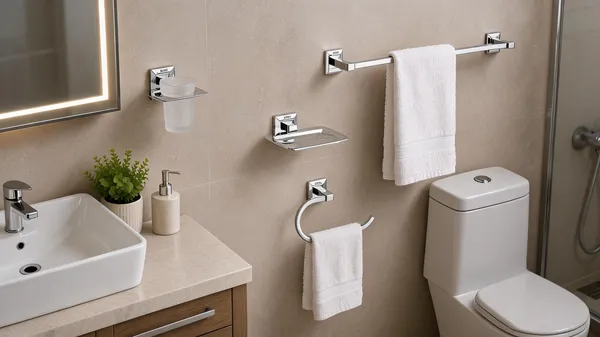UDAN_SS_202_Stainless_Steel_4-Piece_Bathroom_Accessories_Set_|_Towel_Rod,_Napkin_Ring,_Soap_Dish_&_Tumbler_Holder_|_Chrome_Finish_Wall_Mounted_Bath_Set