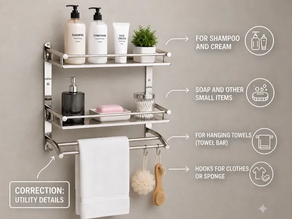 UDAN_Premium_2-Tier_Stainless_Steel_Bathroom_Shelf_with_Towel_Bar_&_3_Hooks_|_Heavy_Duty_Wall_Mounted_Shower_Shelf_|_0.8mm_Thick_Rust-Proof_Organizer_|_Best_Seller
