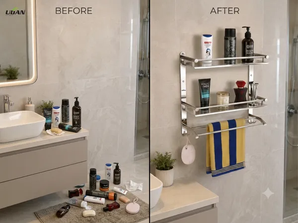 UDAN_Premium_2-Tier_Stainless_Steel_Bathroom_Shelf_with_Towel_Bar_&_3_Hooks_|_Heavy_Duty_Wall_Mounted_Shower_Shelf_|_0.8mm_Thick_Rust-Proof_Organizer_|_Best_Seller