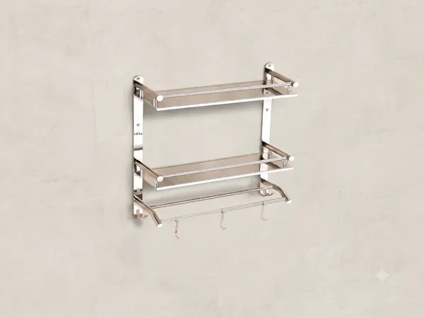 UDAN_Premium_2-Tier_Stainless_Steel_Bathroom_Shelf_with_Towel_Bar_&_3_Hooks_|_Heavy_Duty_Wall_Mounted_Shower_Shelf_|_0.8mm_Thick_Rust-Proof_Organizer_|_Best_Seller