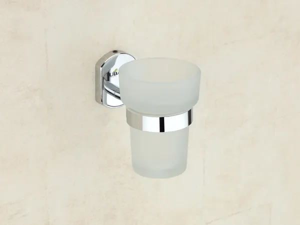 UDAN_SS_202_Stainless_Steel_Glass_Tumbler_Holder_|_Wall_Mounted_Toothbrush_&_Toothpaste_Holder_|_Frosted_Tempered_Glass_Tumbler_|_Rust-Proof_Chrome_Finish