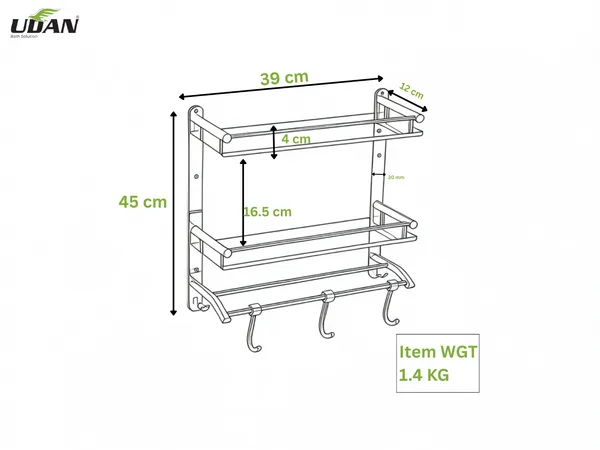 UDAN_Premium_2-Tier_Stainless_Steel_Bathroom_Shelf_with_Towel_Bar_&_3_Hooks_|_Heavy_Duty_Wall_Mounted_Shower_Shelf_|_0.8mm_Thick_Rust-Proof_Organizer_|_Best_Seller