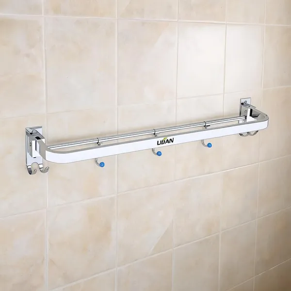 UDAN_SS_202_Stainless_Steel_Single_Folding_Towel_Rod_with_Hooks_|_Wall_Mounted_Foldable_Towel_Bar_|_Space-Saving_Bathroom_Rod_with_5_Hooks